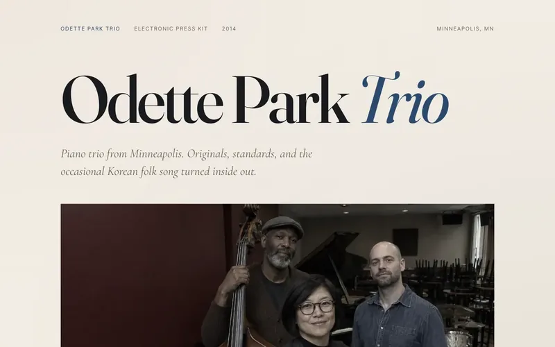 The Odette Park Trio's sample kit, a jazz trio